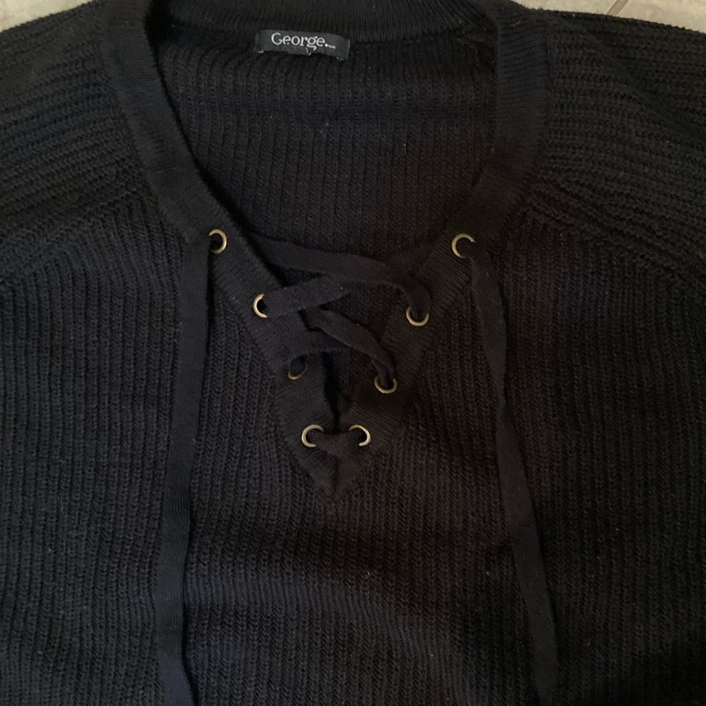 2pc set Black sweaters George with lacing XXL Joe Fresh dual Vneck in Cotton XL
